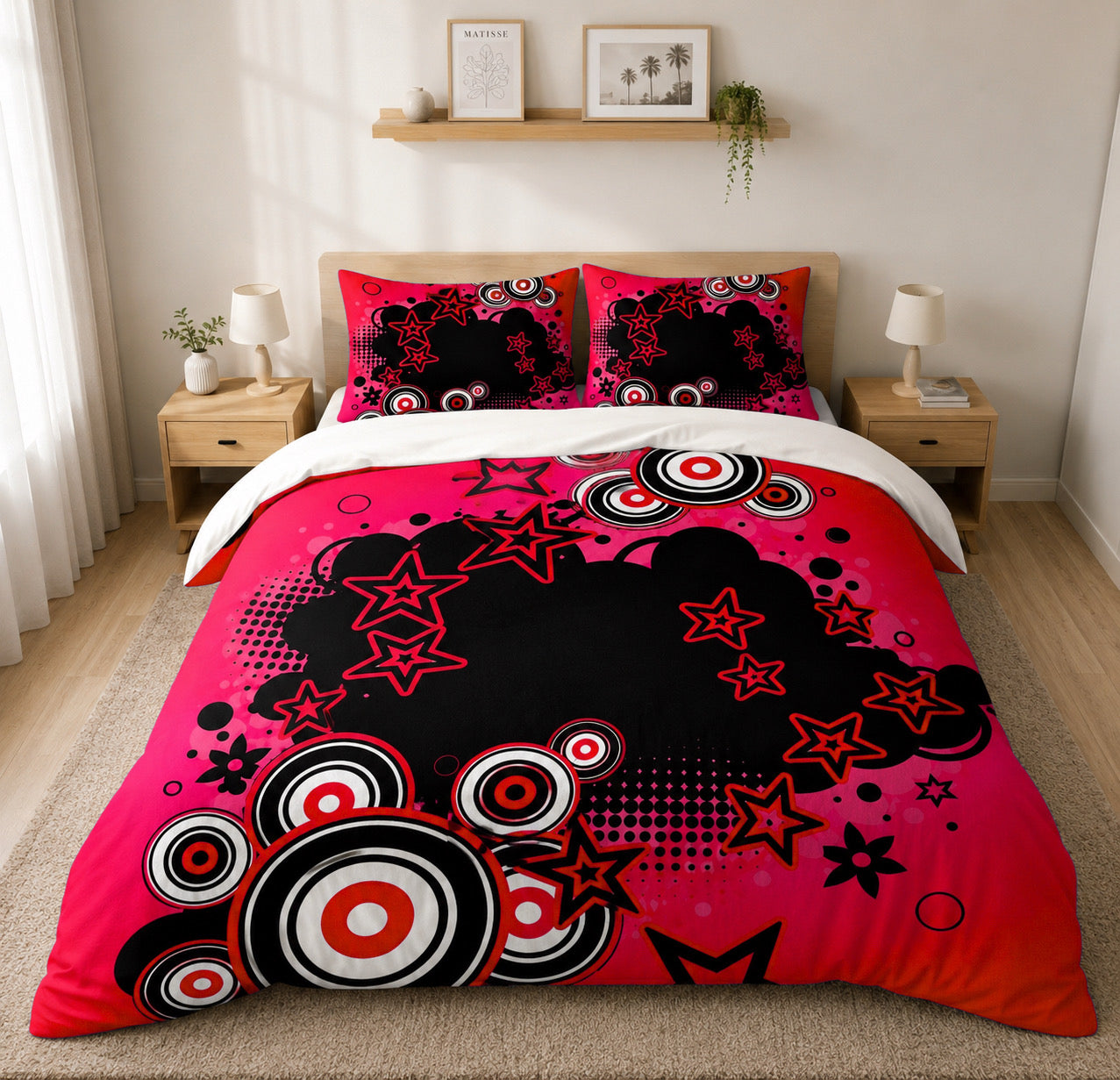 Frutiger Metro Red 100% Cotton Bed Set