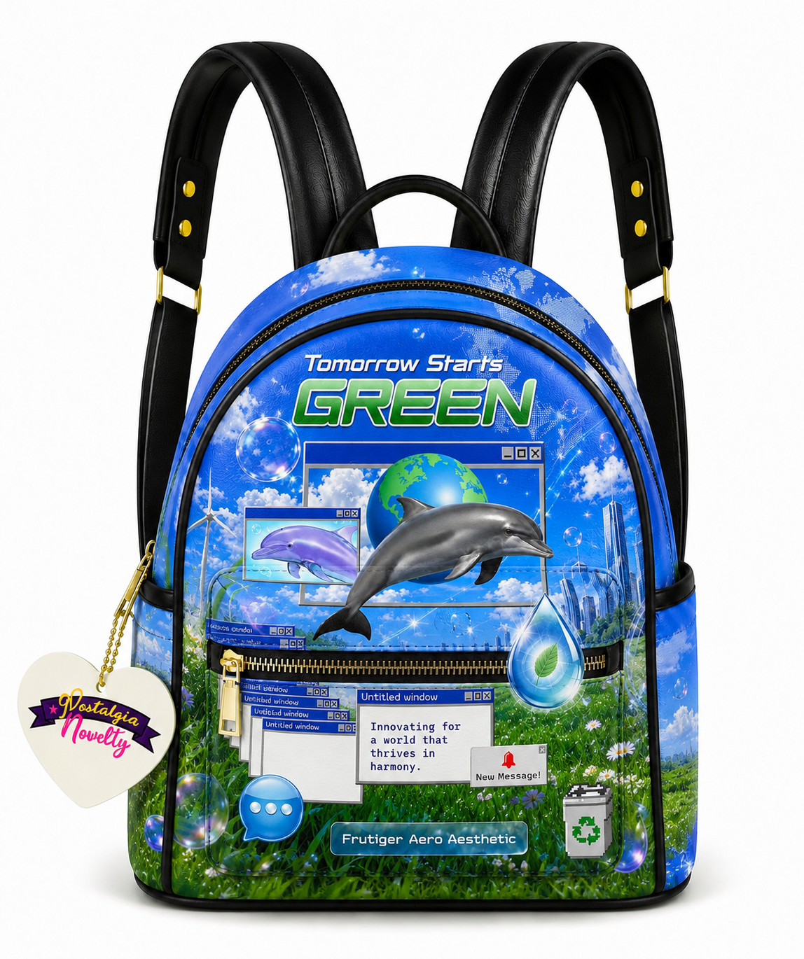 Tomorrow Starts Green PU Leather Backpack