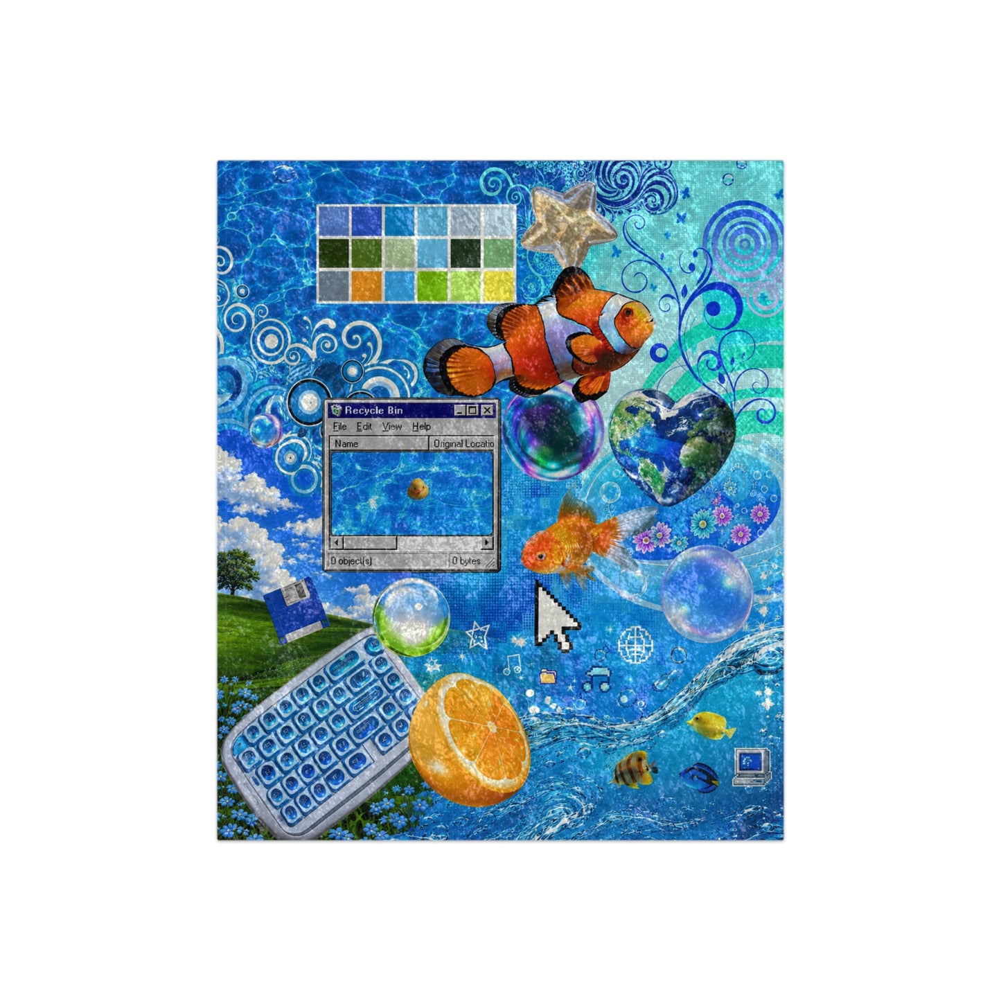 Cyber Clownfish Crushed Velvet Blanket