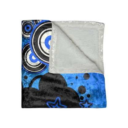 Frutiger Metro Blue Crushed Velvet Blanket