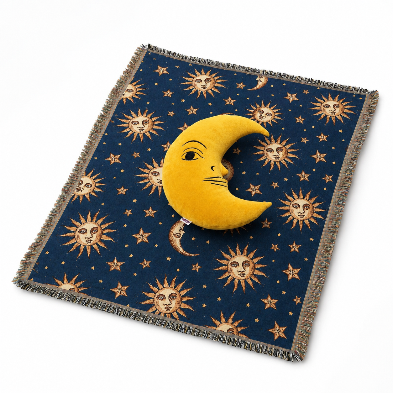 Celestial Sun and Moon Woven Blanket