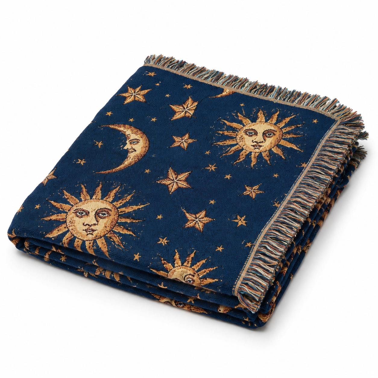 Celestial Sun and Moon Woven Blanket