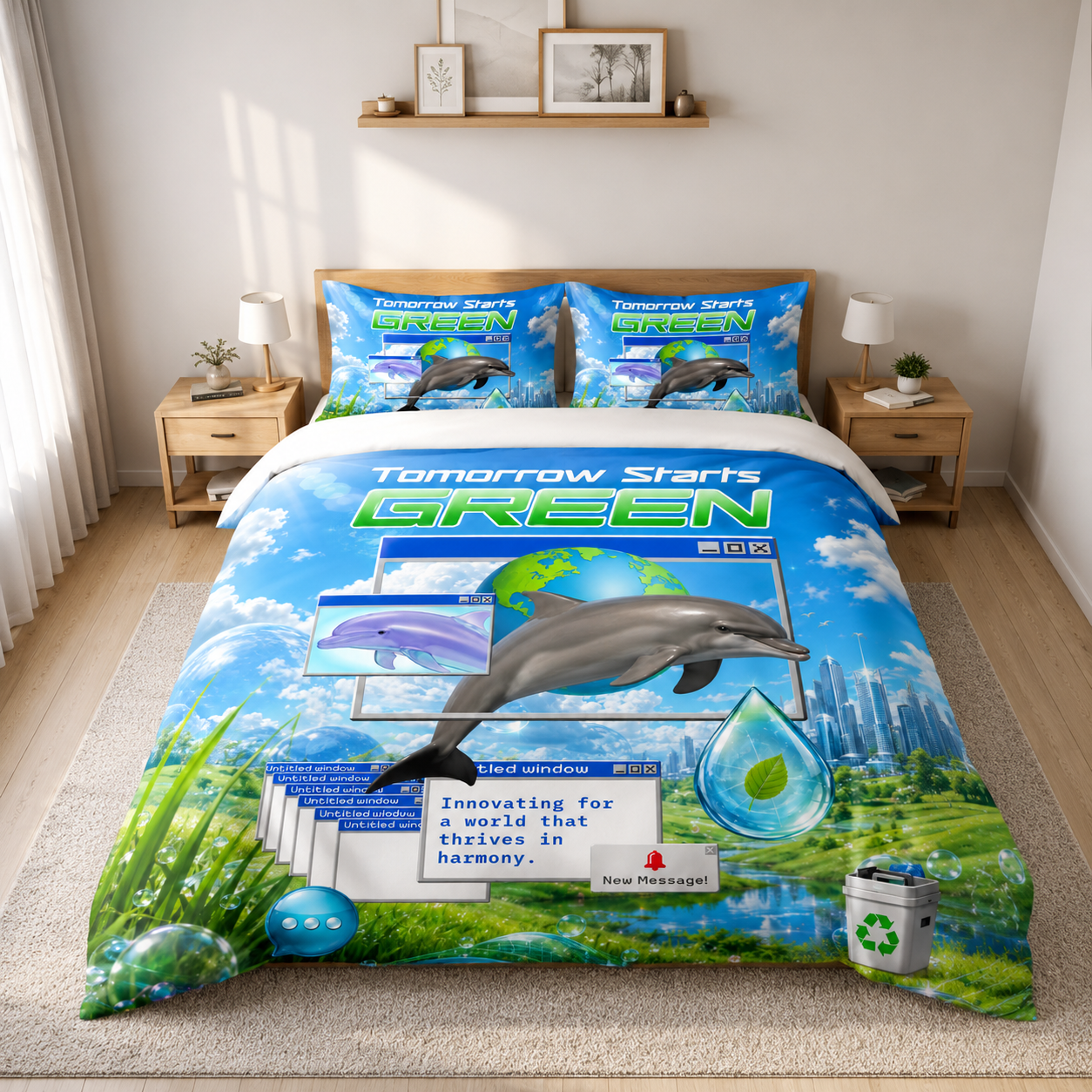 Tomorrow Starts Green 100% Cotton Bed Set