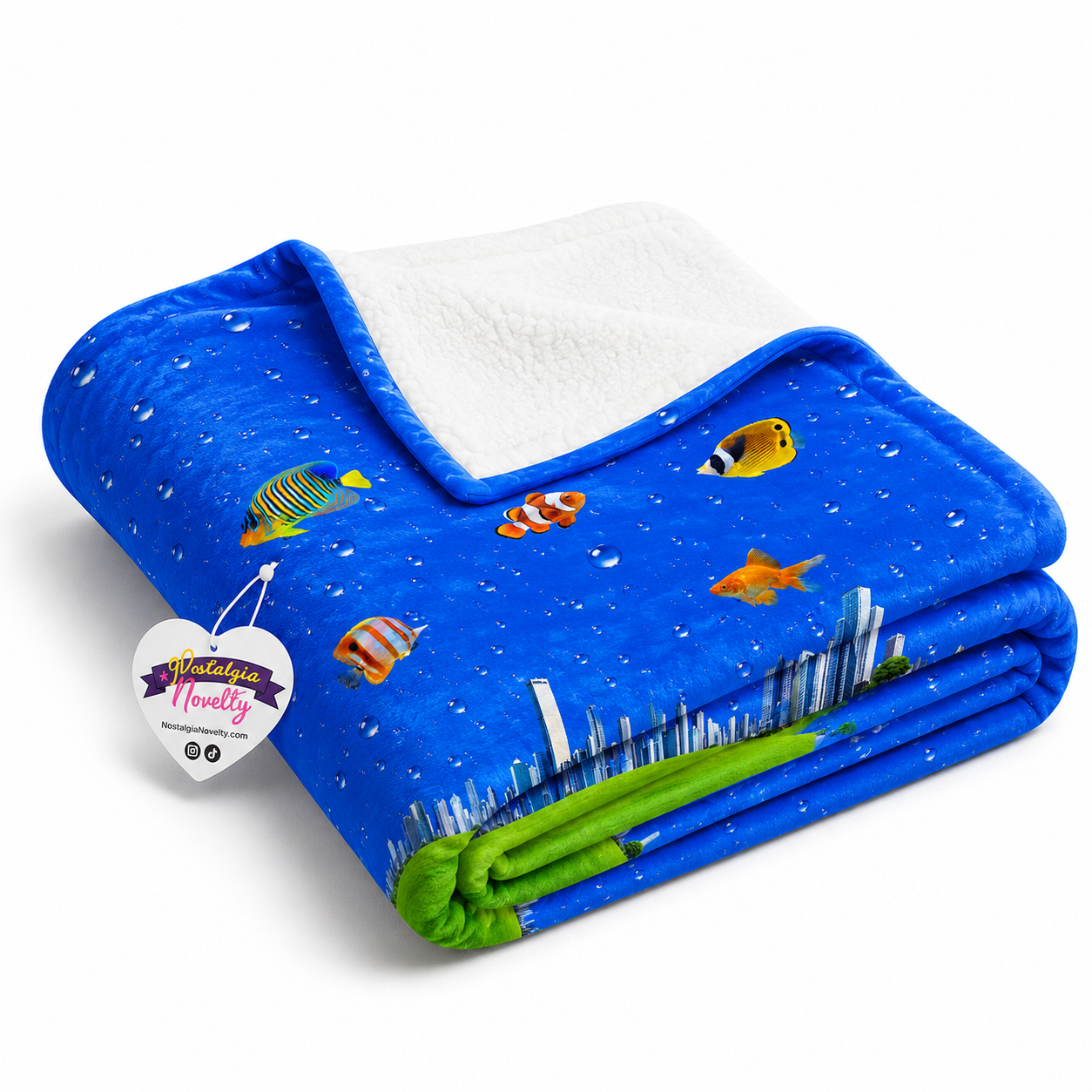 Fish City Crushed Velvet Blanket