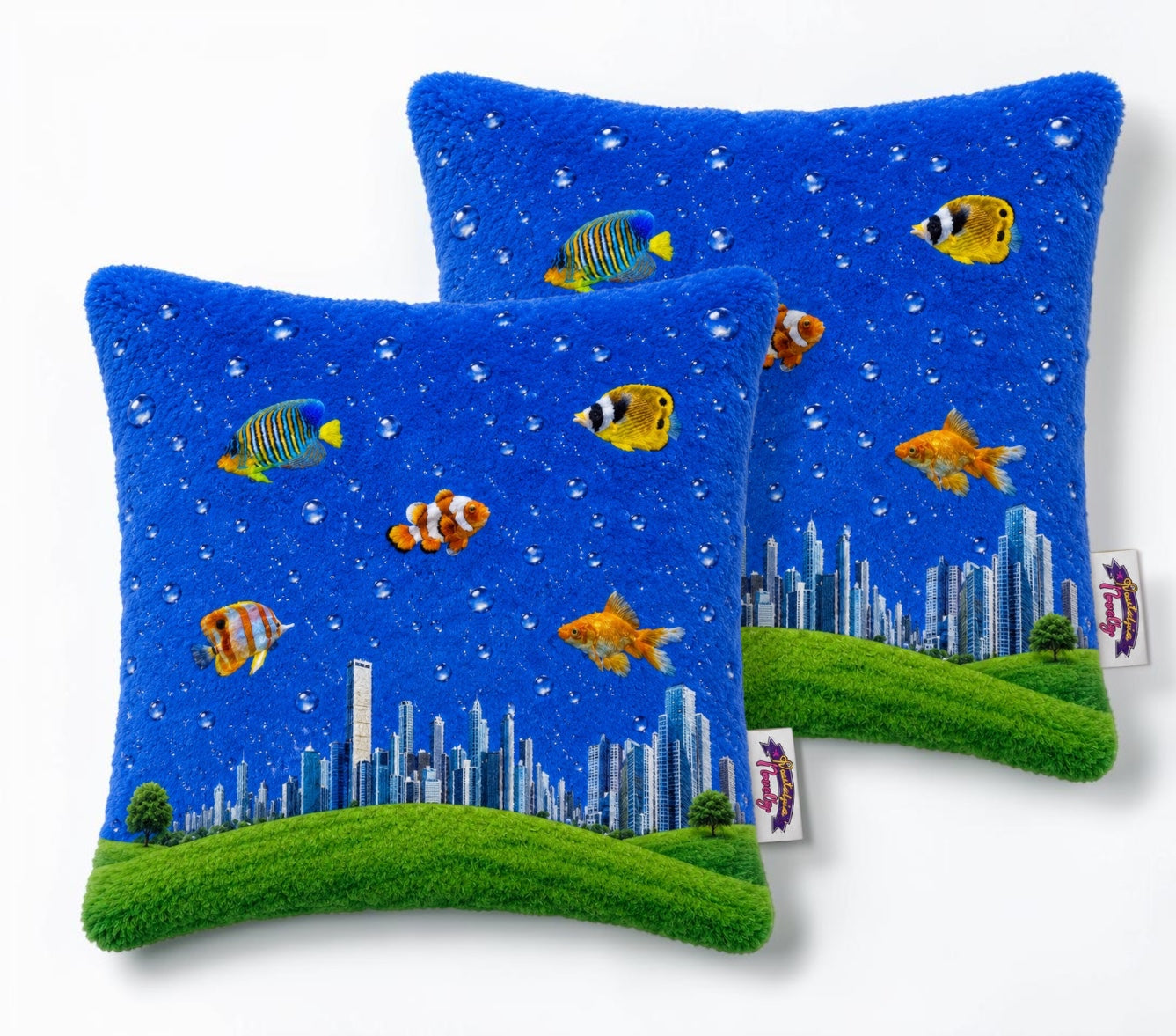 Fish City Fuzzy Pillow Case