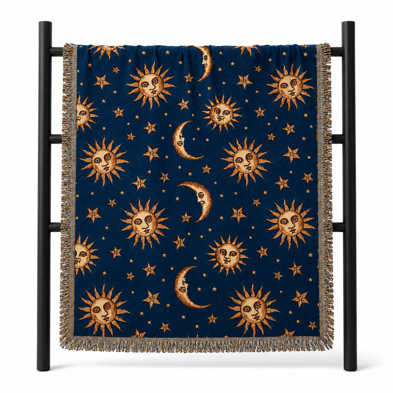 Celestial Sun and Moon Woven Blanket