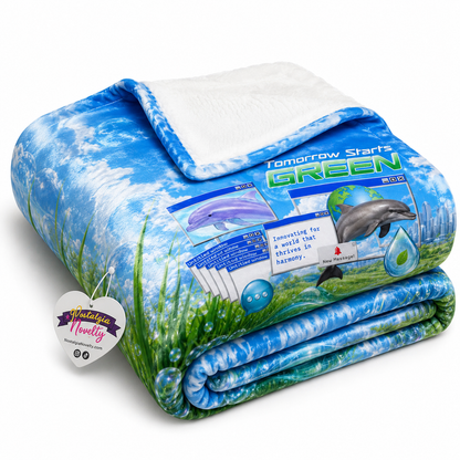 Tomorrow Starts Green Crushed Velvet Blanket