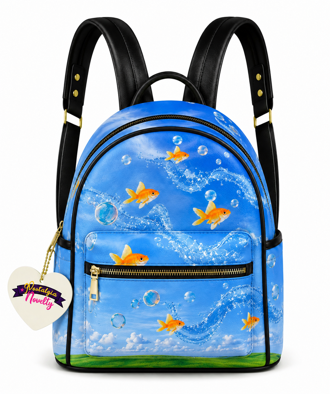 Goldfish Skies PU Leather Backpack