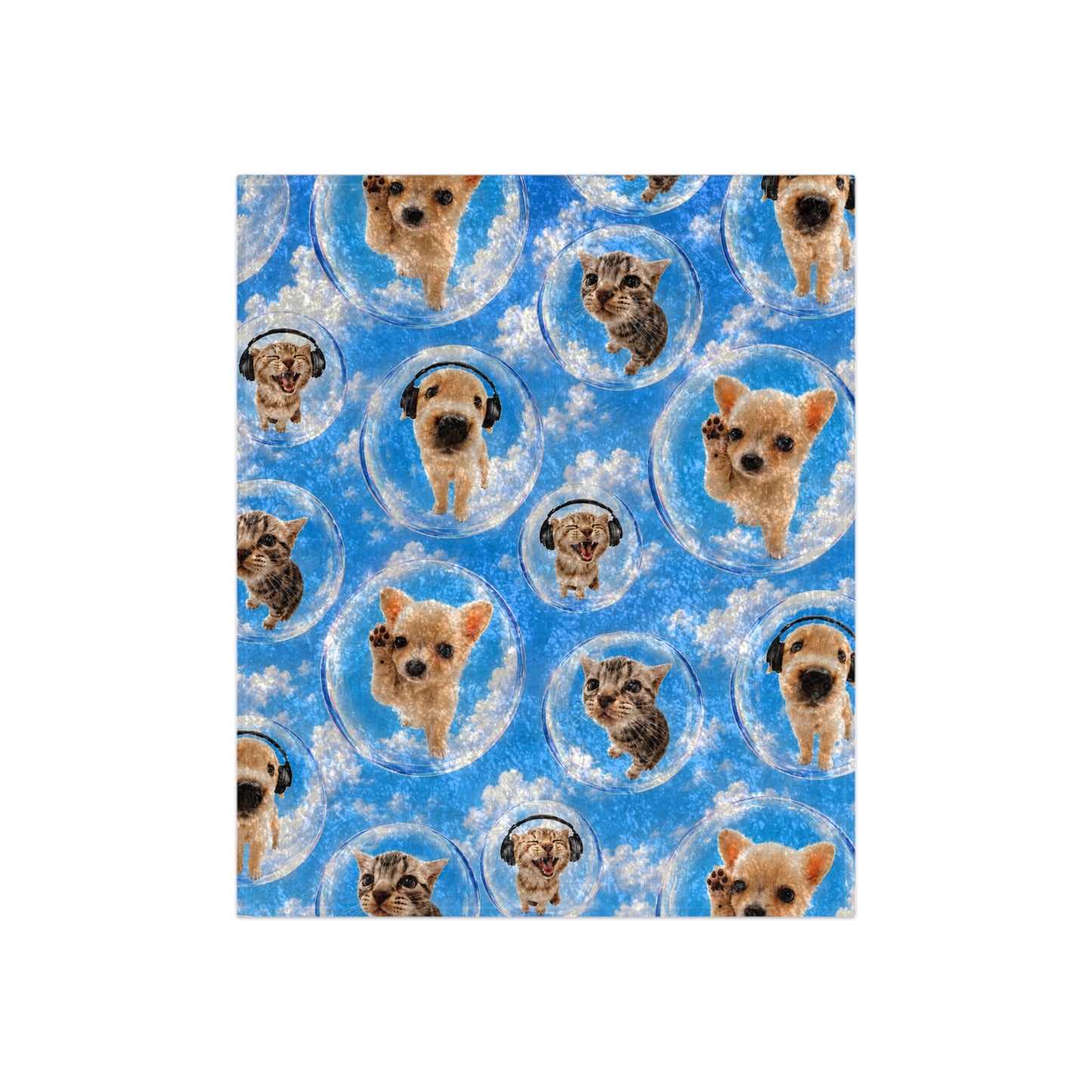 Cat Dog Crushed Velvet Blanket