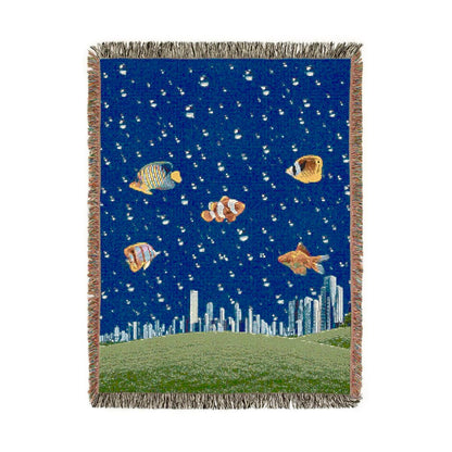Fish City Woven Blanket