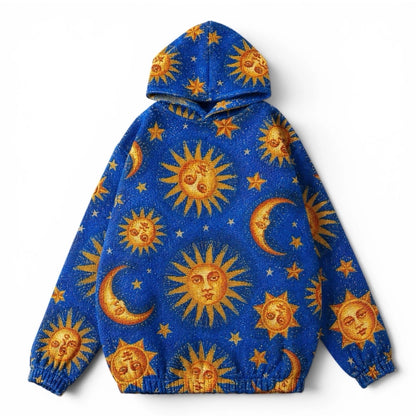 Celestial Sun moon stars Whimsigoth woven hoodie