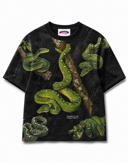 Emerald Tree Boa Snake All Over Print 100% Cotton Unisex T-Shirt