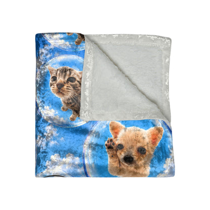 Cat Dog Crushed Velvet Blanket