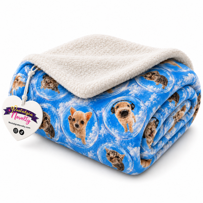 Cat Dog green Sherpa Blanket