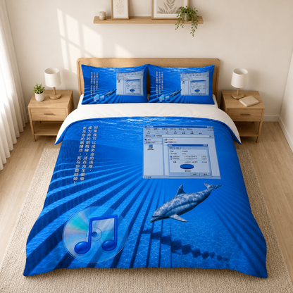 Cyber Dolphin 100% Cotton Bed Set