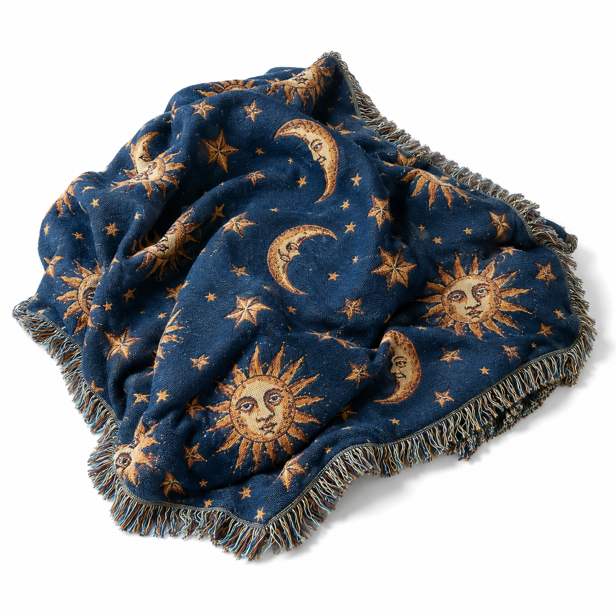 Celestial Sun and Moon Woven Blanket