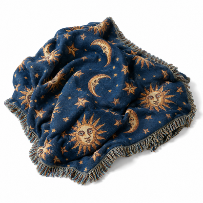 Celestial Sun and Moon Woven Blanket