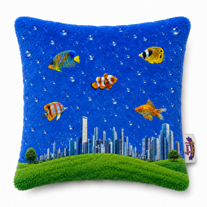 Fish City Fuzzy Pillow Case