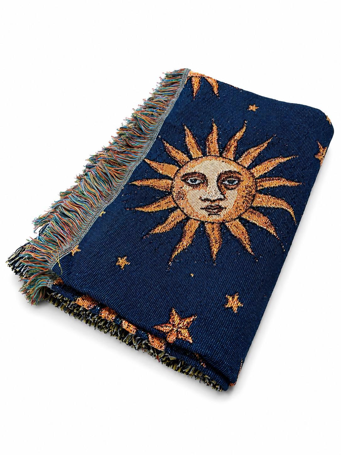 Celestial Sun and Moon Woven Blanket