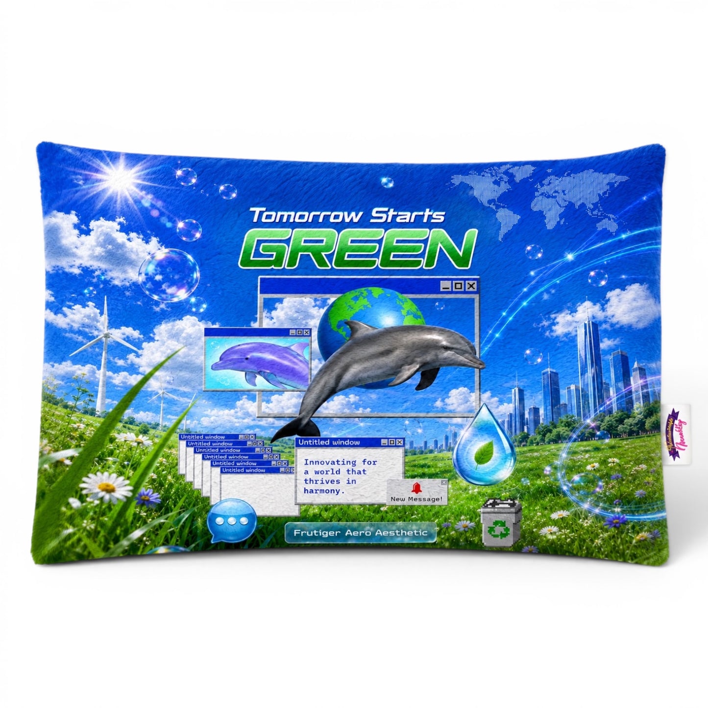Tomorrow Starts Green Fuzzy Pillow Shams King Queen