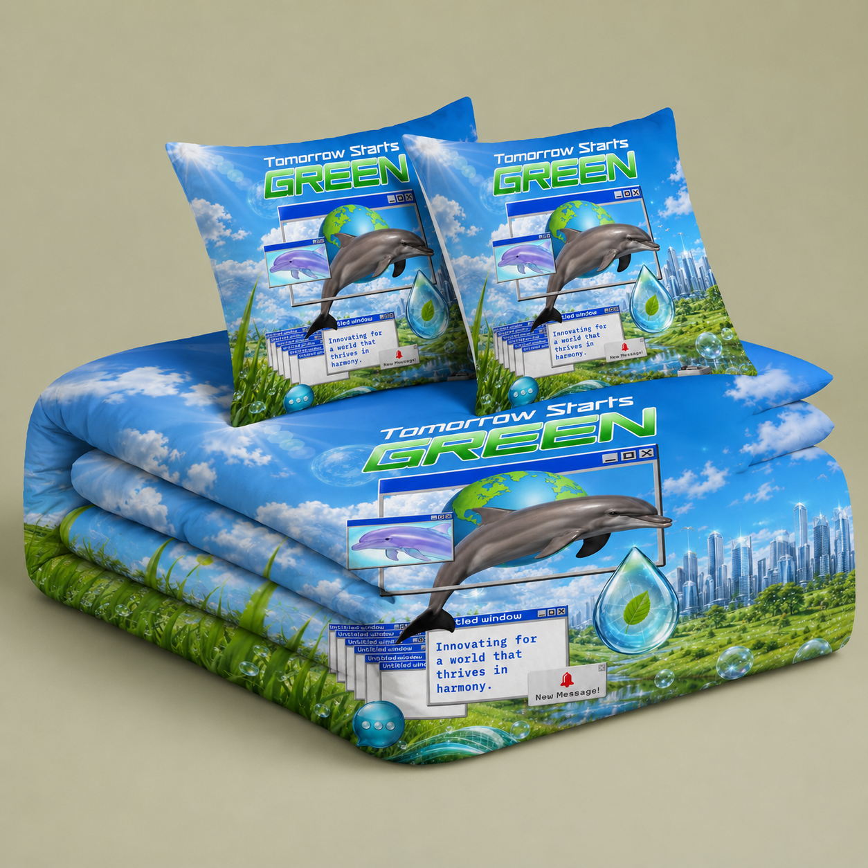 Tomorrow Starts Green 100% Cotton Bed Set
