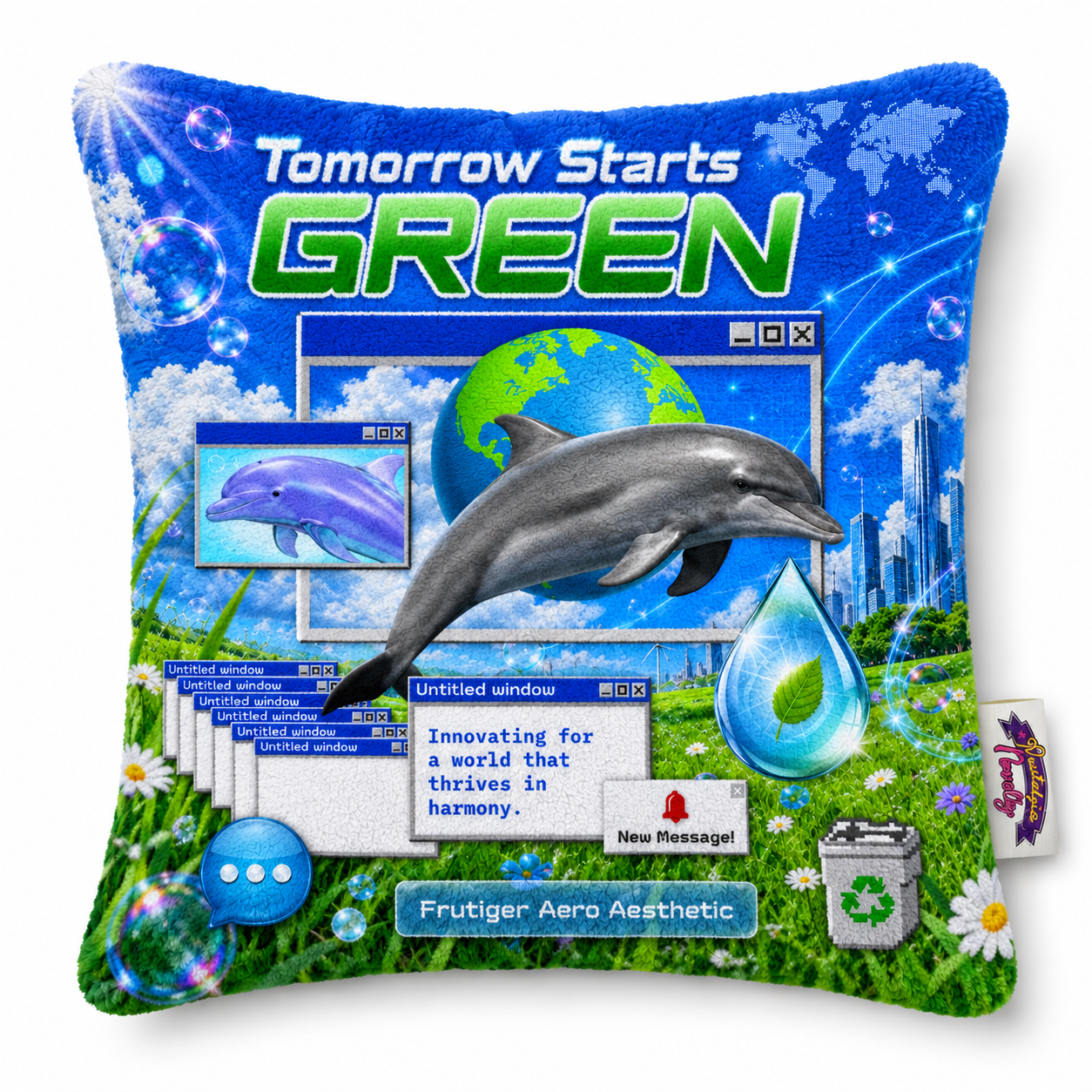 Tomorrow Starts Green Fuzzy Pillow Case