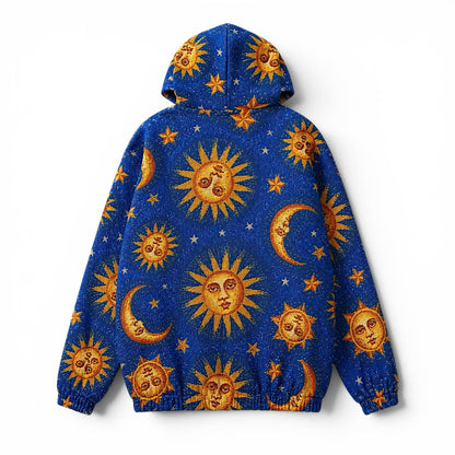 Celestial Sun moon stars Whimsigoth woven hoodie